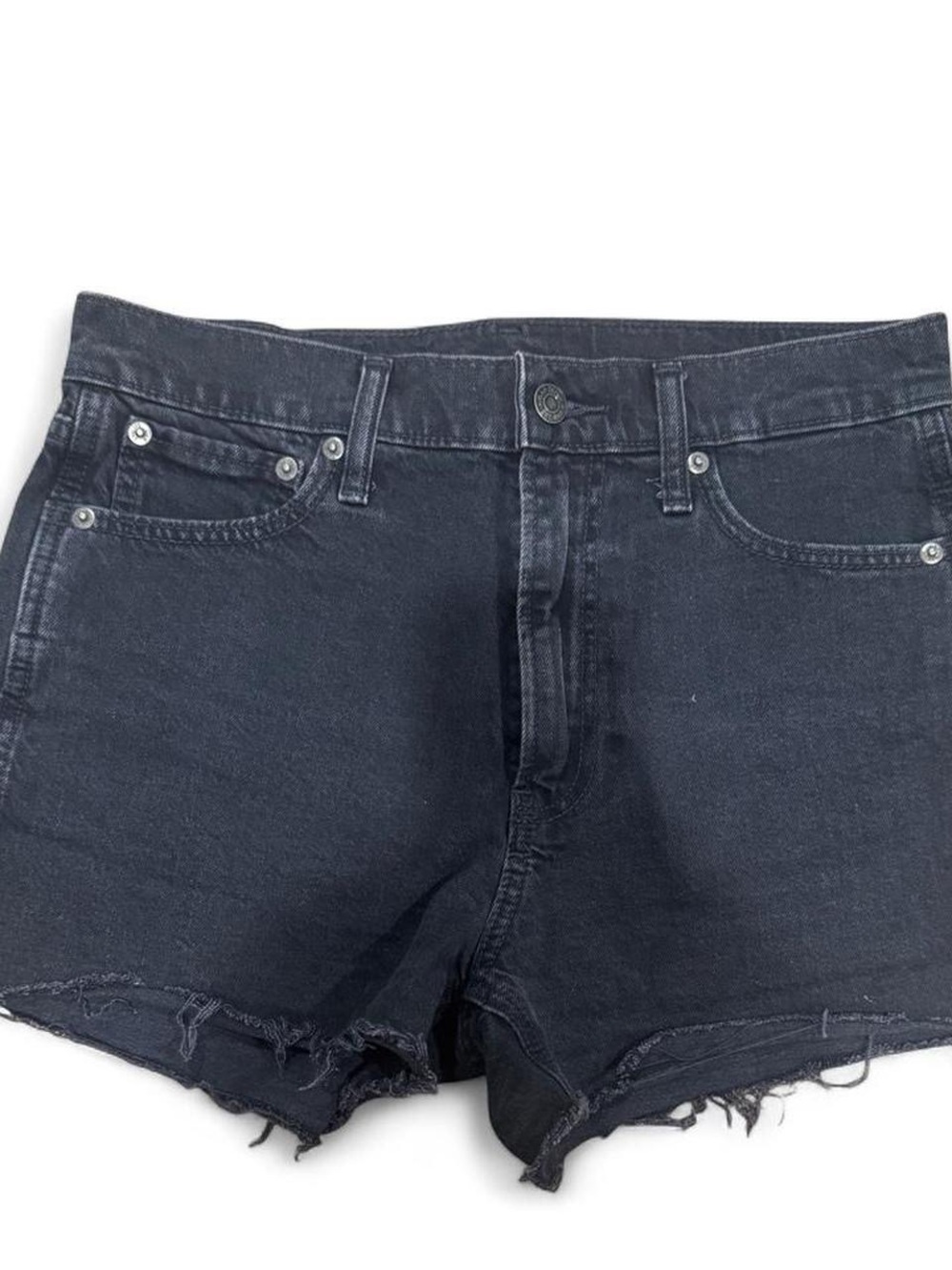 GAP Black Denim Frayed Hem Jean Shorts